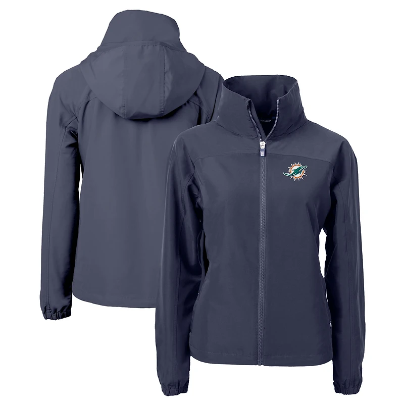 Veste zippée intégrale en tissu recyclé écologique pour femme, bleu marine, des Miami Dolphins Charter de Cutter & Buck