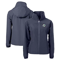 Veste zippée intégrale en tissu recyclé écologique pour femme, bleu marine, des Miami Dolphins Charter de Cutter & Buck