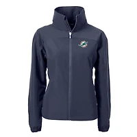 Veste zippée intégrale en tissu recyclé écologique pour femme, bleu marine, des Miami Dolphins Charter de Cutter & Buck
