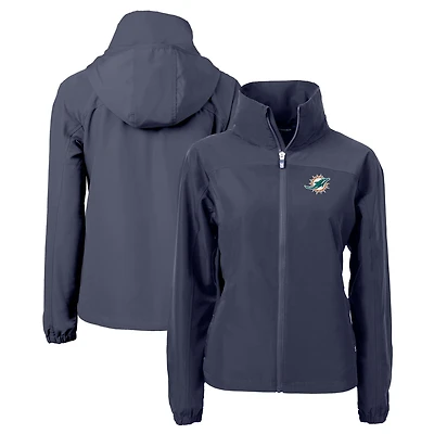 Veste zippée intégrale en tissu recyclé écologique pour femme, bleu marine, des Miami Dolphins Charter de Cutter & Buck