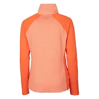 Haut demi-zippé extensible à rayures ton sur avec logo casque des Dolphins de Miami, orange Cutter & Buck, pour femme
