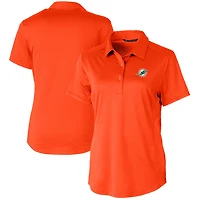 Women's Cutter & Buck Orange Miami Dolphins Prospect Textured Stretch Polo