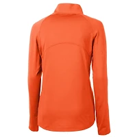 Pull-over demi-zippé en tricot extensible recyclé orange Cutter & Buck avec logo rétro des Dolphins de Miami pour femme