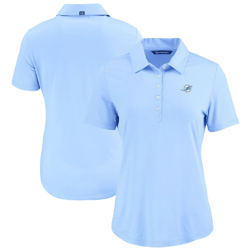 Women's Cutter & Buck Powder Blue Miami Dolphins Coastline Epic Comfort Eco Recycled Polo