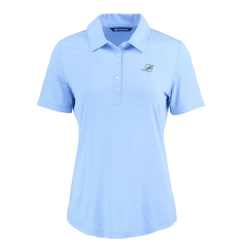 Women's Cutter & Buck Powder Blue Miami Dolphins Coastline Epic Comfort Eco Recycled Polo