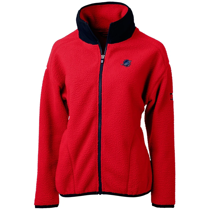 Veste polaire entièrement zippée en sherpa écologique Cascade des Dolphins de Miami pour femme Cutter & Buck Red