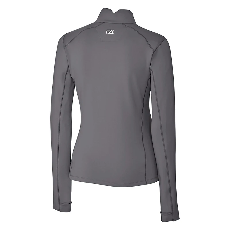 Pull-over extensible à fermeture éclair quart de tour pour femme Cutter & Buck Steel Miami Dolphins avec logo rétro Traverse