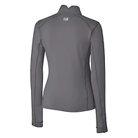 Pull-over extensible à fermeture éclair quart de tour pour femme Cutter & Buck Steel Miami Dolphins avec logo rétro Traverse