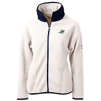 Women's Cutter & Buck White/Navy Miami Dolphins Cascade Eco Sherpa Fleece Full-Zip Jacket