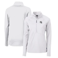 Pull-over demi-zippé en tricot extensible recyclé avec logo casque des Dolphins de Miami, blanc, Cutter & Buck, pour femme