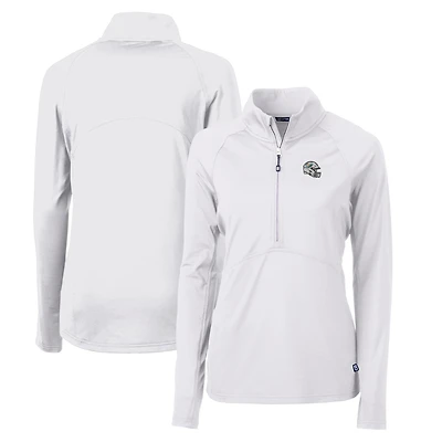Pull-over demi-zippé en tricot extensible recyclé avec logo casque des Dolphins de Miami, blanc, Cutter & Buck, pour femme