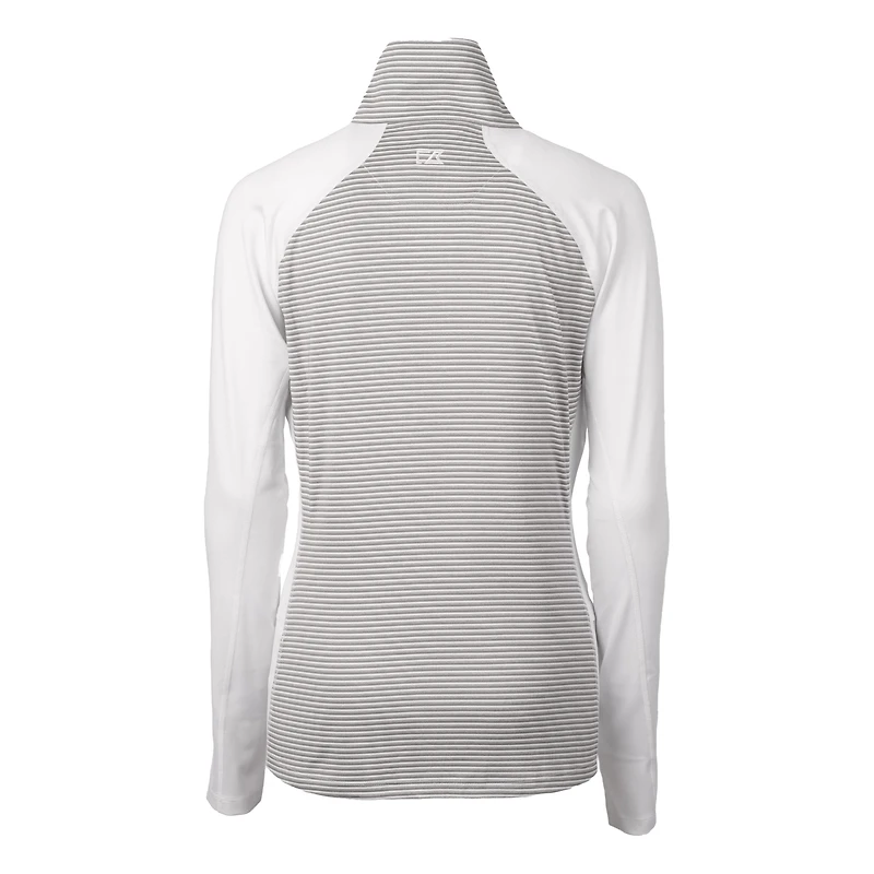 Haut demi-zippé extensible à rayures ton sur avec logo casque des Dolphins de Miami, blanc, Cutter & Buck, pour femme