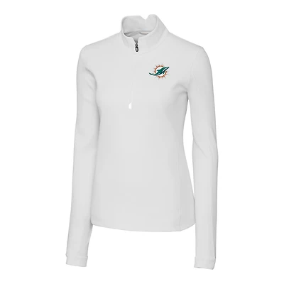 Veste demi-zipée blanche pour femme Cutter & Buck des Miami Dolphins Traverse