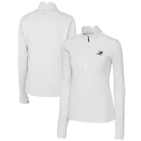 Haut blanc à fermeture éclair quart de tour pour femme Cutter & Buck des Miami Dolphins Traverse Stretch DryTec