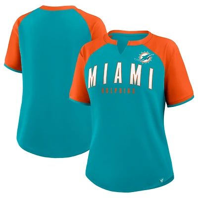 T-shirt Fanatics Aqua/Orange pour femme, motif avantage de hauteur, des Dolphins Miami