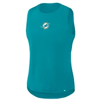 Débardeur de performance Fanatics Aqua Miami Dolphins pour femme, dos en maille drapée