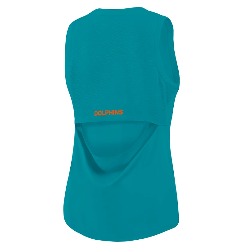 Débardeur de performance Fanatics Aqua Miami Dolphins pour femme, dos en maille drapée
