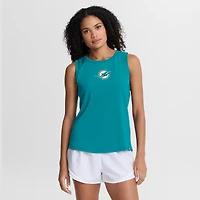 Women's Fanatics Aqua Miami Dolphins Draped Mesh Back Performance​ Tank Top