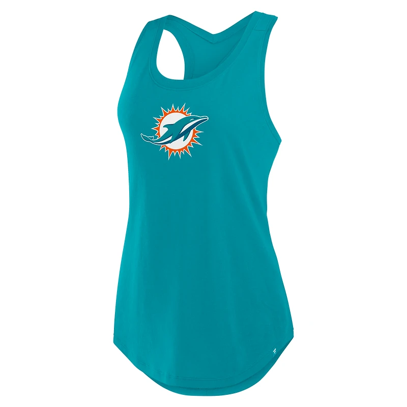 Women's Fanatics Aqua Miami Dolphins Iron Fan Tank Top