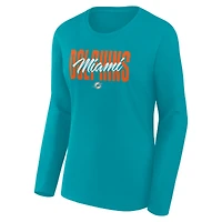 Women's Fanatics Aqua Miami Dolphins Long Sleeve Scoop Neck T-Shirt
