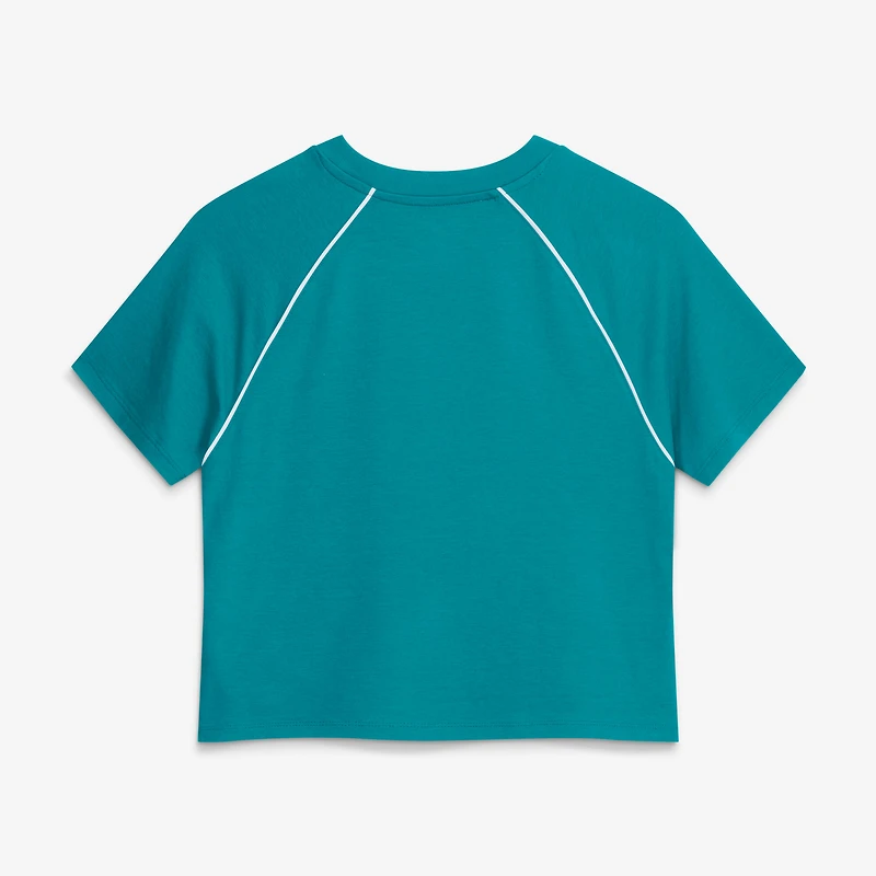 Women's Fanatics Aqua Miami Dolphins Offensive Scheme Raglan Tri-Blend Cropped Top