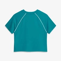 Women's Fanatics Aqua Miami Dolphins Offensive Scheme Raglan Tri-Blend Cropped Top