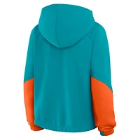 Women's Fanatics Aqua Miami Dolphins Oversized Redzone Bubble Screen Pullover Hoodie