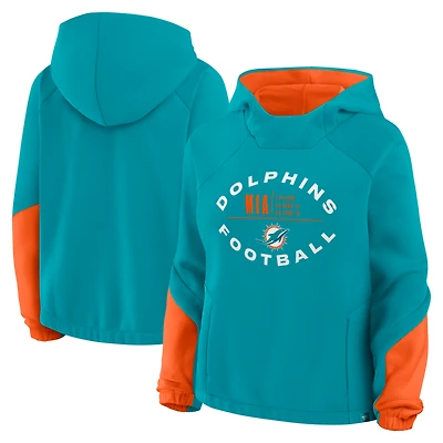 Women's Fanatics Aqua Miami Dolphins Oversized Redzone Bubble Screen Pullover Hoodie