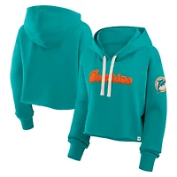 Sweat à capuche court surdimensionné Fanatics Aqua Miami Dolphins pour femme