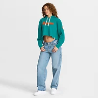 Sweat à capuche court surdimensionné Fanatics Aqua Miami Dolphins pour femme