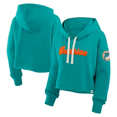 Sweat à capuche court surdimensionné Fanatics Aqua Miami Dolphins pour femme