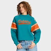 Women's Fanatics Aqua Miami Dolphins Oversized Hometown Toss Sweep Mock Neck Pullover