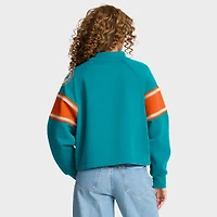 Women's Fanatics Aqua Miami Dolphins Oversized Hometown Toss Sweep Mock Neck Pullover