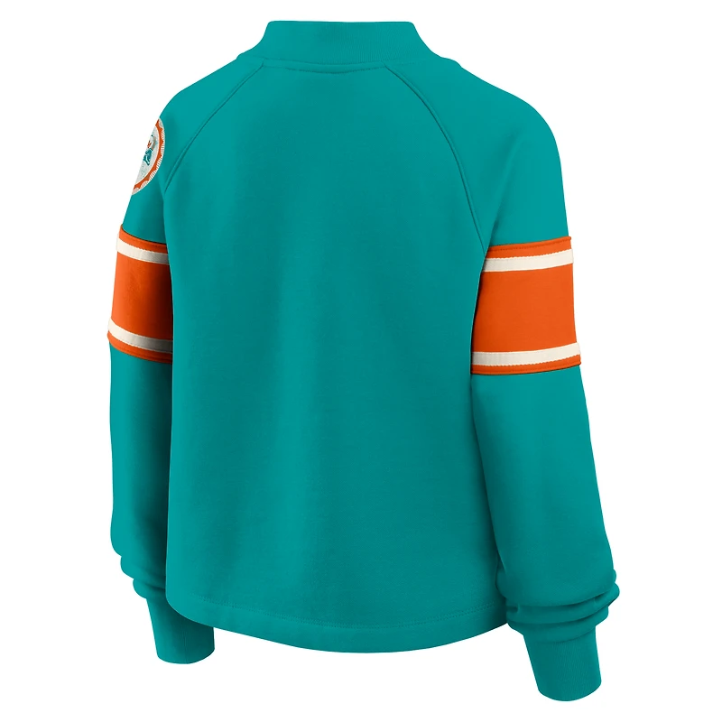 Pull surdimensionné à col montant Fanatics Aqua Miami Dolphins pour femme