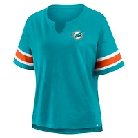 Women's Fanatics Aqua Miami Dolphins Plus Redzone Notch Neck T-Shirt