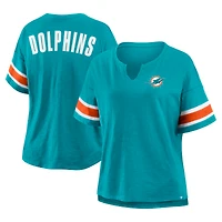 T-shirt à col cranté Redzone pour femme, grande taille, Fanatics Aqua Miami Dolphins