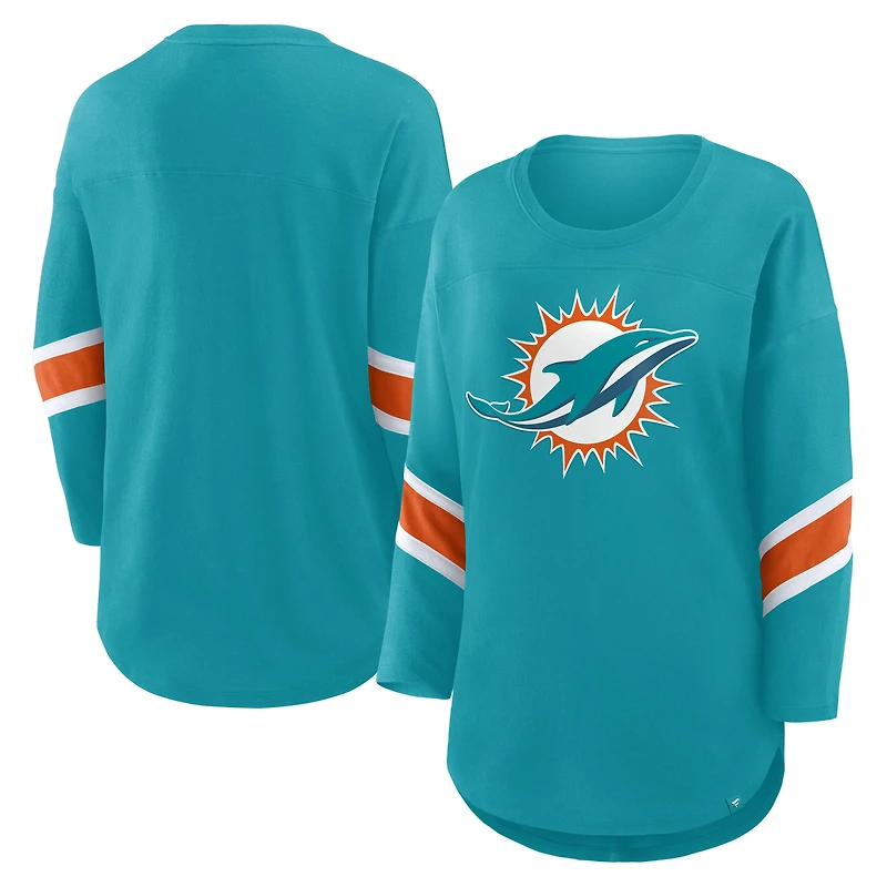 T-shirt Fanatics Aqua Redzone à manches 3/4 pour femme