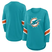 T-shirt Fanatics Aqua Redzone à manches 3/4 pour femme