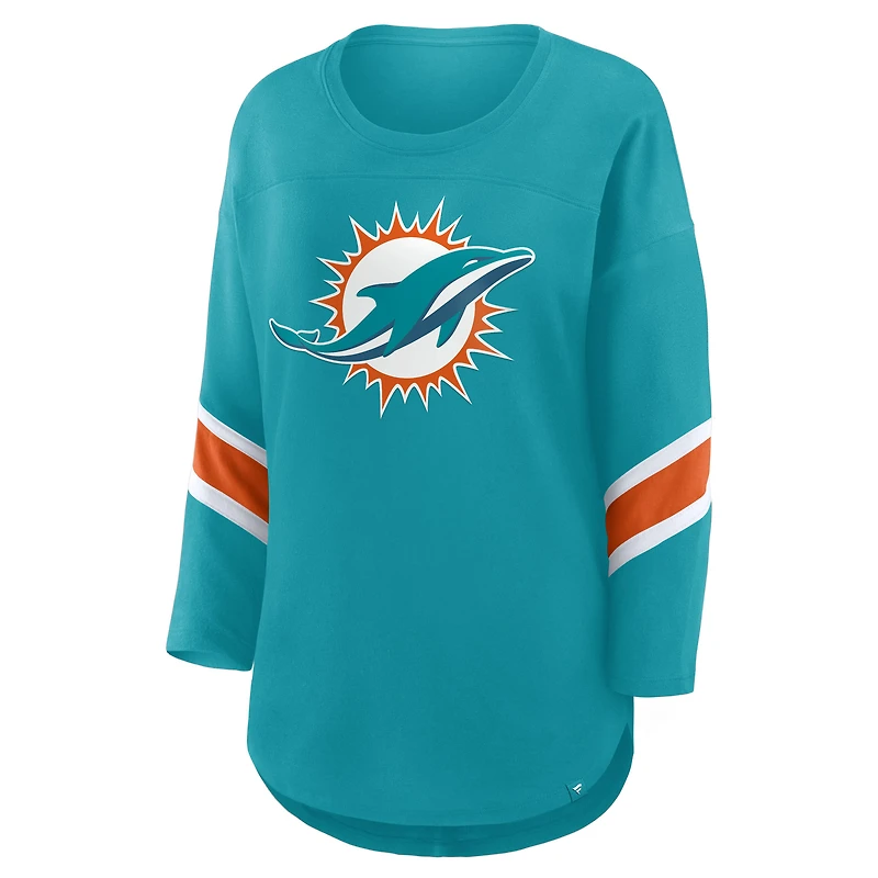 Women's Fanatics  Aqua Miami Dolphins Redzone 3/4-Sleeve T-Shirt