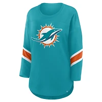 Women's Fanatics  Aqua Miami Dolphins Redzone 3/4-Sleeve T-Shirt