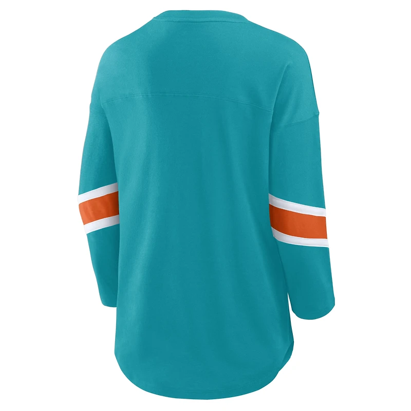Women's Fanatics  Aqua Miami Dolphins Redzone 3/4-Sleeve T-Shirt