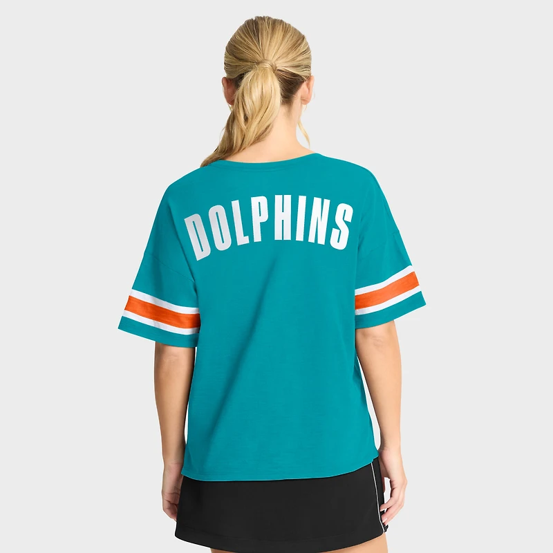 Women's Fanatics Aqua Miami Dolphins Redzone Curl Route T-Shirt