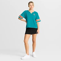 Women's Fanatics Aqua Miami Dolphins Redzone Curl Route T-Shirt