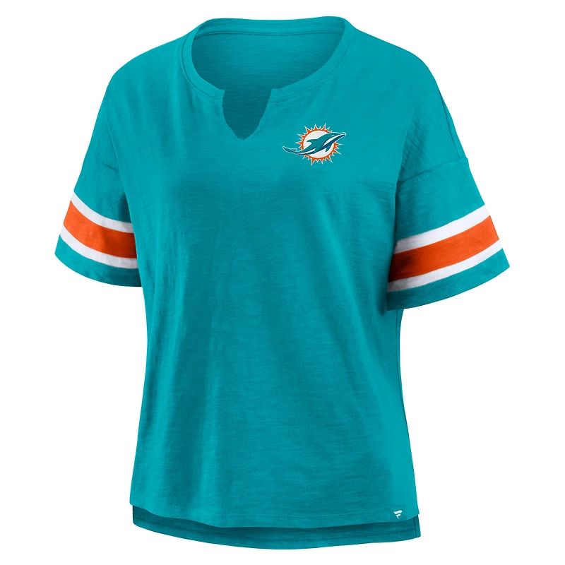 Women's Fanatics Aqua Miami Dolphins Redzone Curl Route T-Shirt