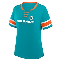T-shirt à lacets Fanatics Aqua Miami Dolphins Redzone Draw Play Athena pour femme