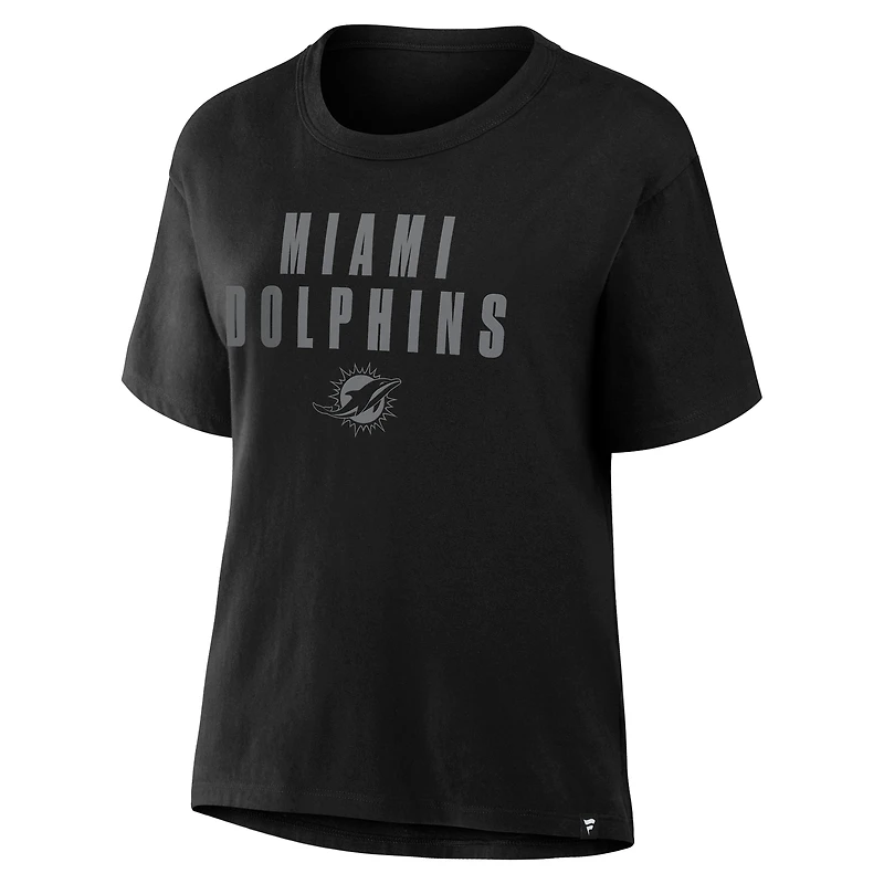 Women's Fanatics Black Miami Dolphins Blackout Kneel Down Legacy T-Shirt