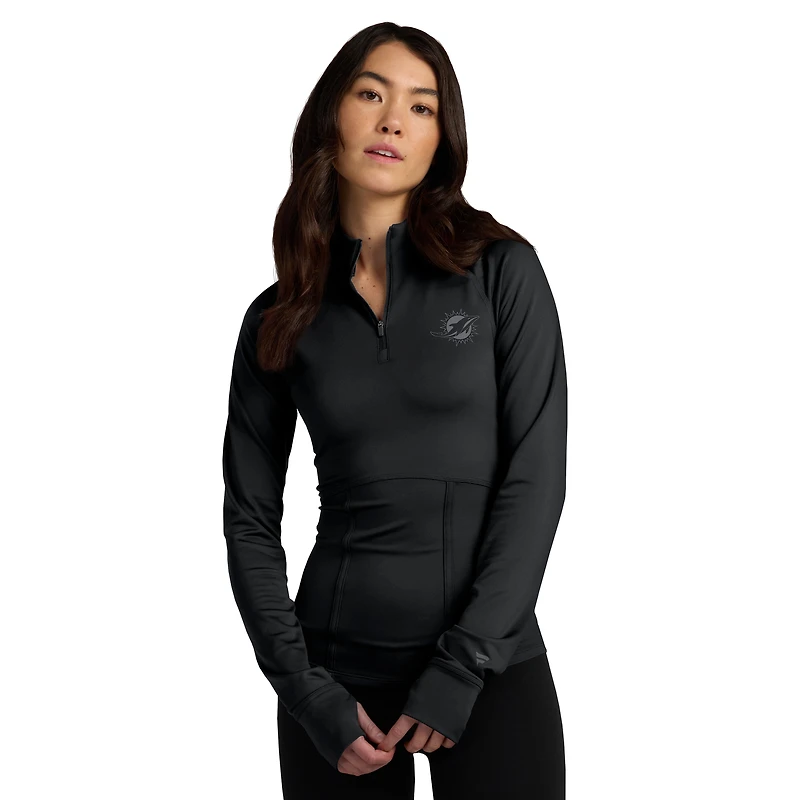Veste zippée quart de tour Fanatics noire pour femme Miami Dolphins Elements