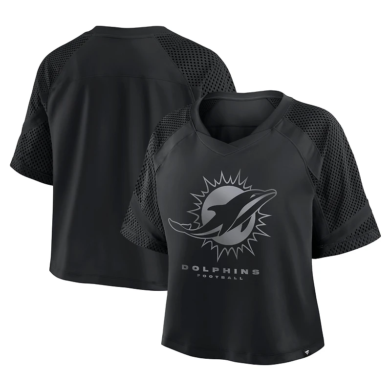 Women's Fanatics Miami Dolphins Oversized Raglan V-Neck Blackout Fashion Jersey