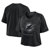Women's Fanatics Miami Dolphins Oversized Raglan V-Neck Blackout Fashion Jersey