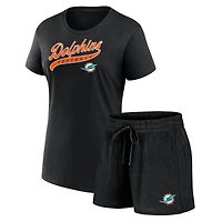 Pack combiné t-shirt et short Fanatics noirs pour femmes des Dolphins de Miami